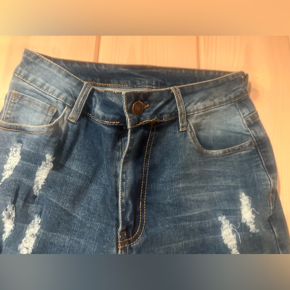 Evaless Ripped Floral Patchwork Jeans Boyfriend D… - image 3